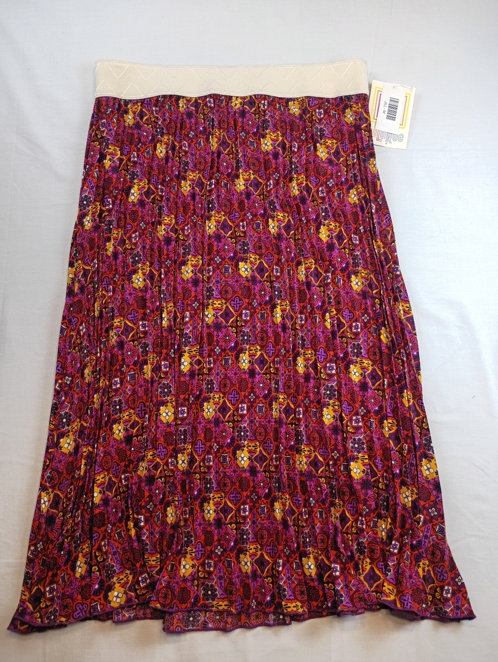 #1117 4 for $30 Lularoe Jill Pleated  Floral Print Skirt with Cream Waistband
